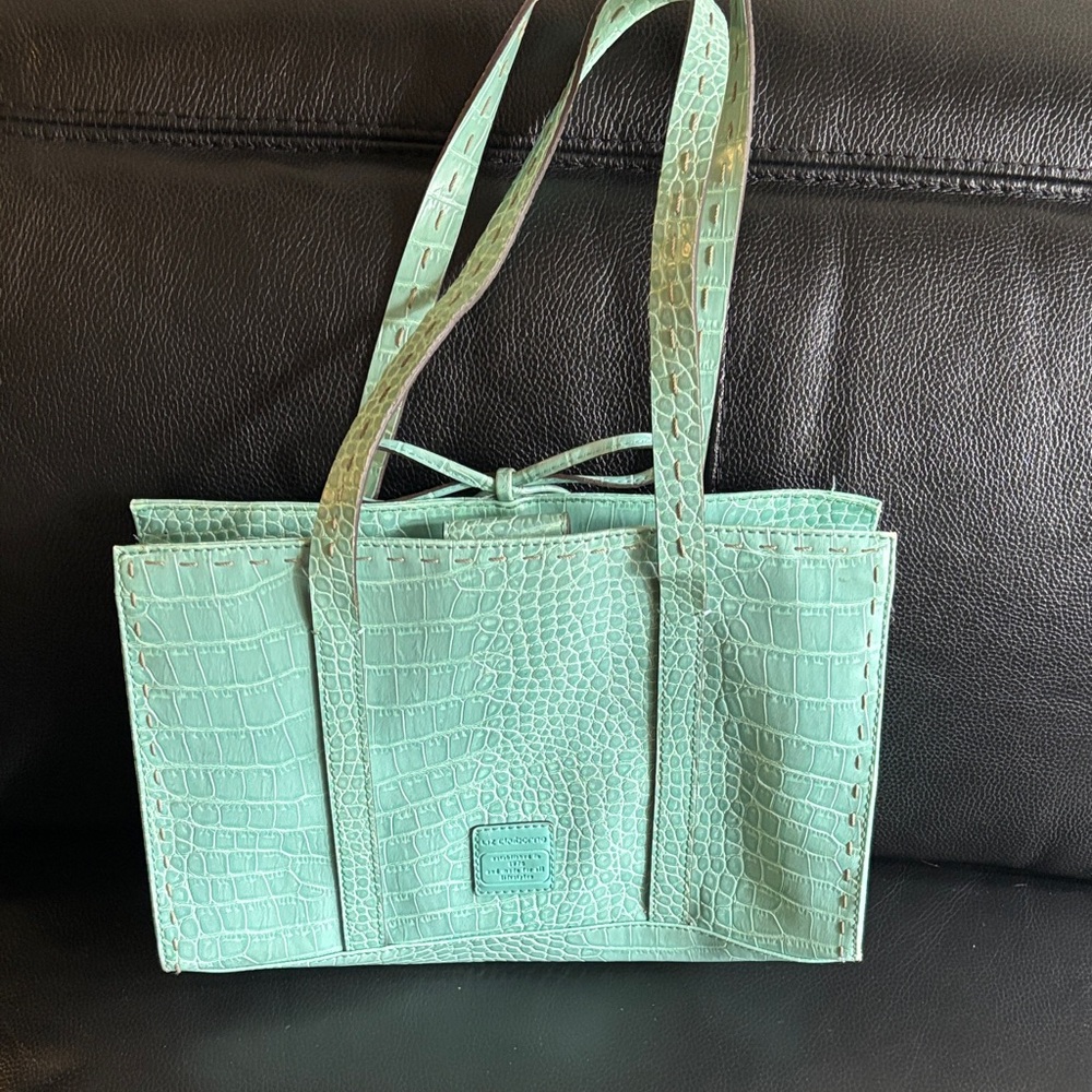 Liz Claiborne Croc-Embossed Mint Green Tote
